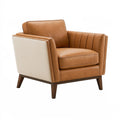 Poltrona Inqavron in effetto pelle marrone beige, dimensioni 85x82x88 cm, stile moderno per soggiorno.
