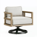 Poltrona girevole Inqavron in legno e tessuto beige, dimensioni 80x80x82 cm, ideale per soggiorno, seduta confortevole e elegante.