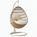 Poltrona sospesa Inqavron in rattan naturale e metallo beige, dimensioni 105x105x195 cm, per interni.