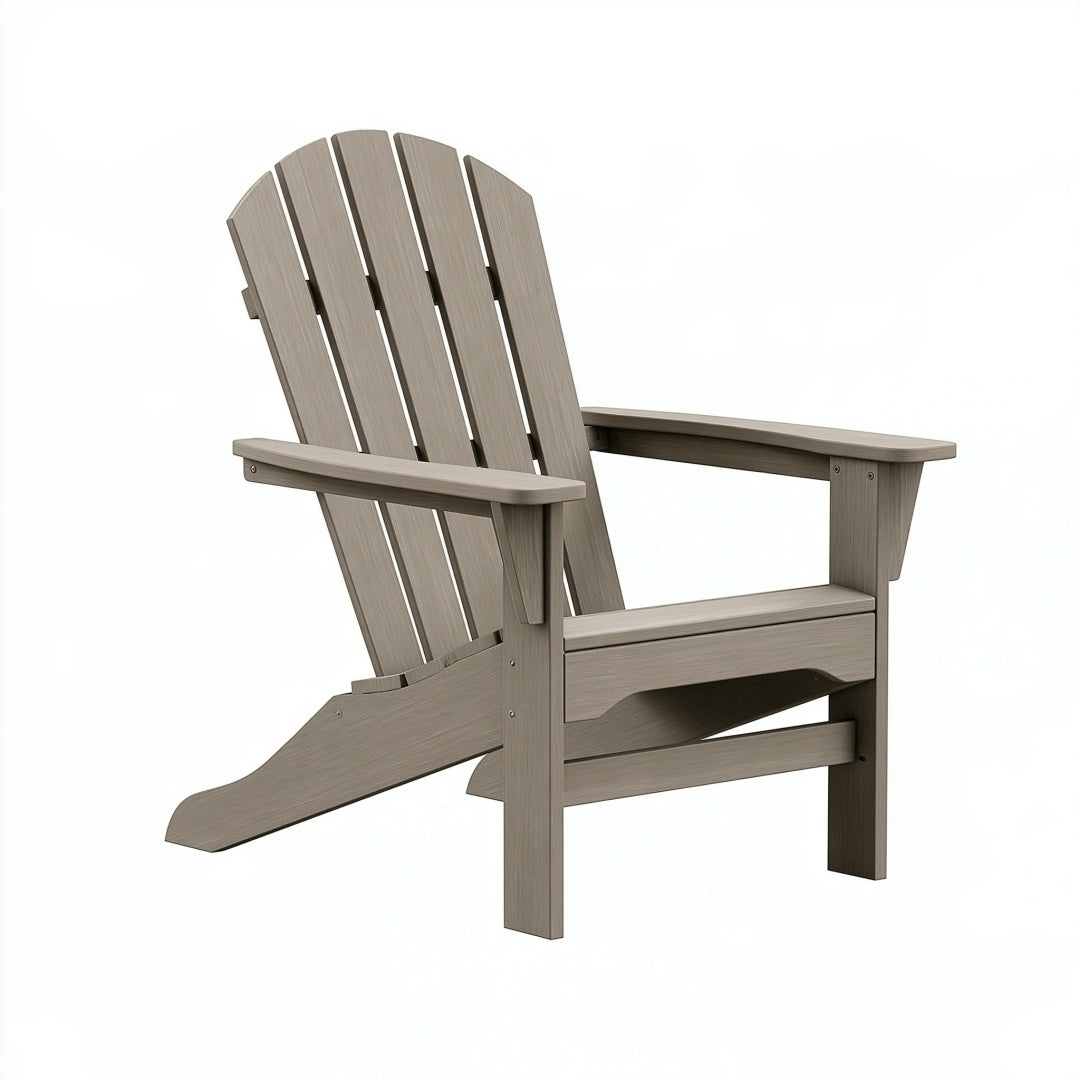 Sedia Adirondack Inqavron effetto legno grigio tortora per esterno, dimensioni 80x90x98 cm, seduta comoda e resistente