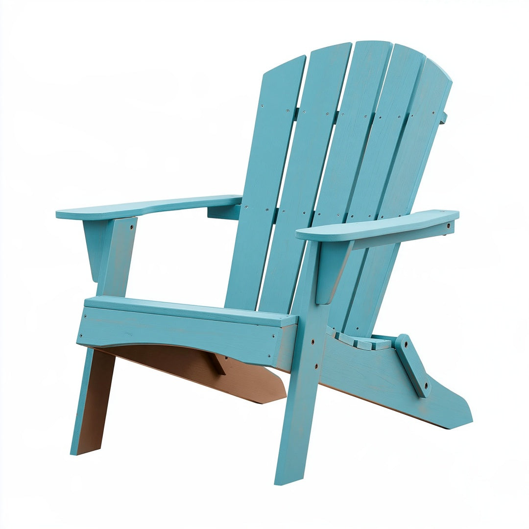 Sedia Adirondack in legno azzurro per esterno, stile rustico, dimensioni 98x76x92 cm, marca Inqavron.
