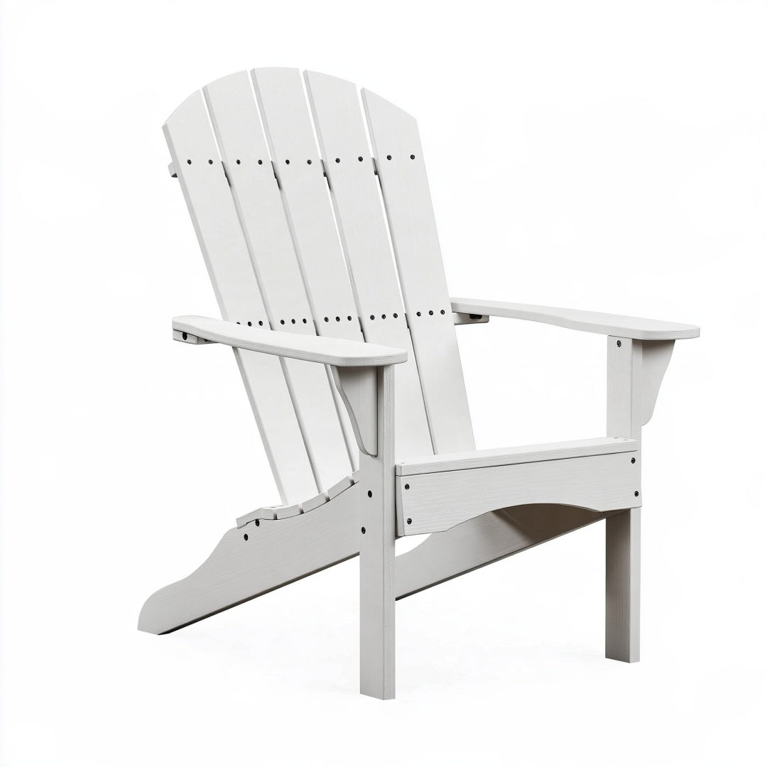 Sedia Adirondack da giardino Inqavron in legno bianco, schienale inclinato, dimensioni 79x86x98 cm, ideale per esterni.