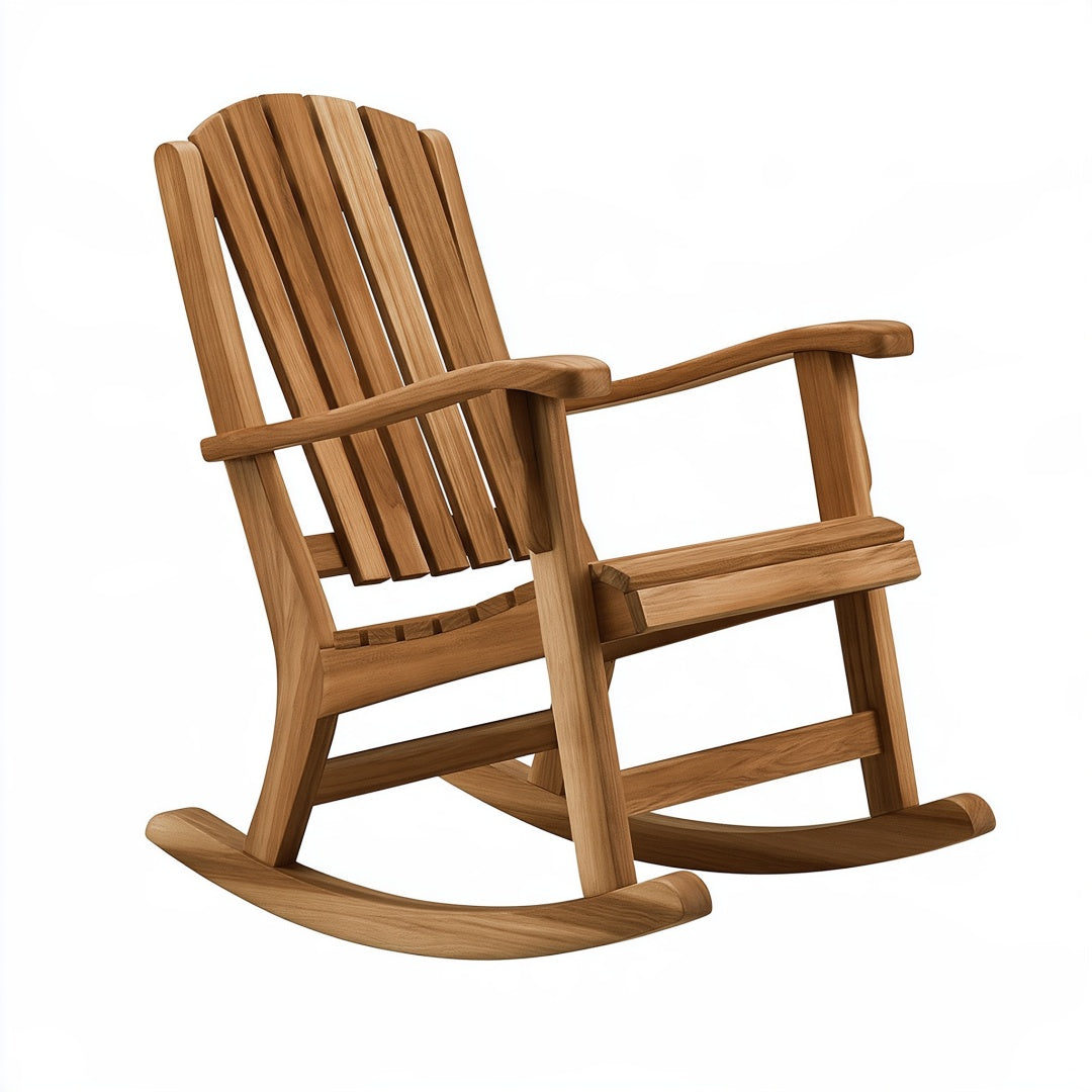 Sedia a dondolo in legno marrone stile rustico da esterno, dimensioni 100x65x100 cm, marca Inqavron.