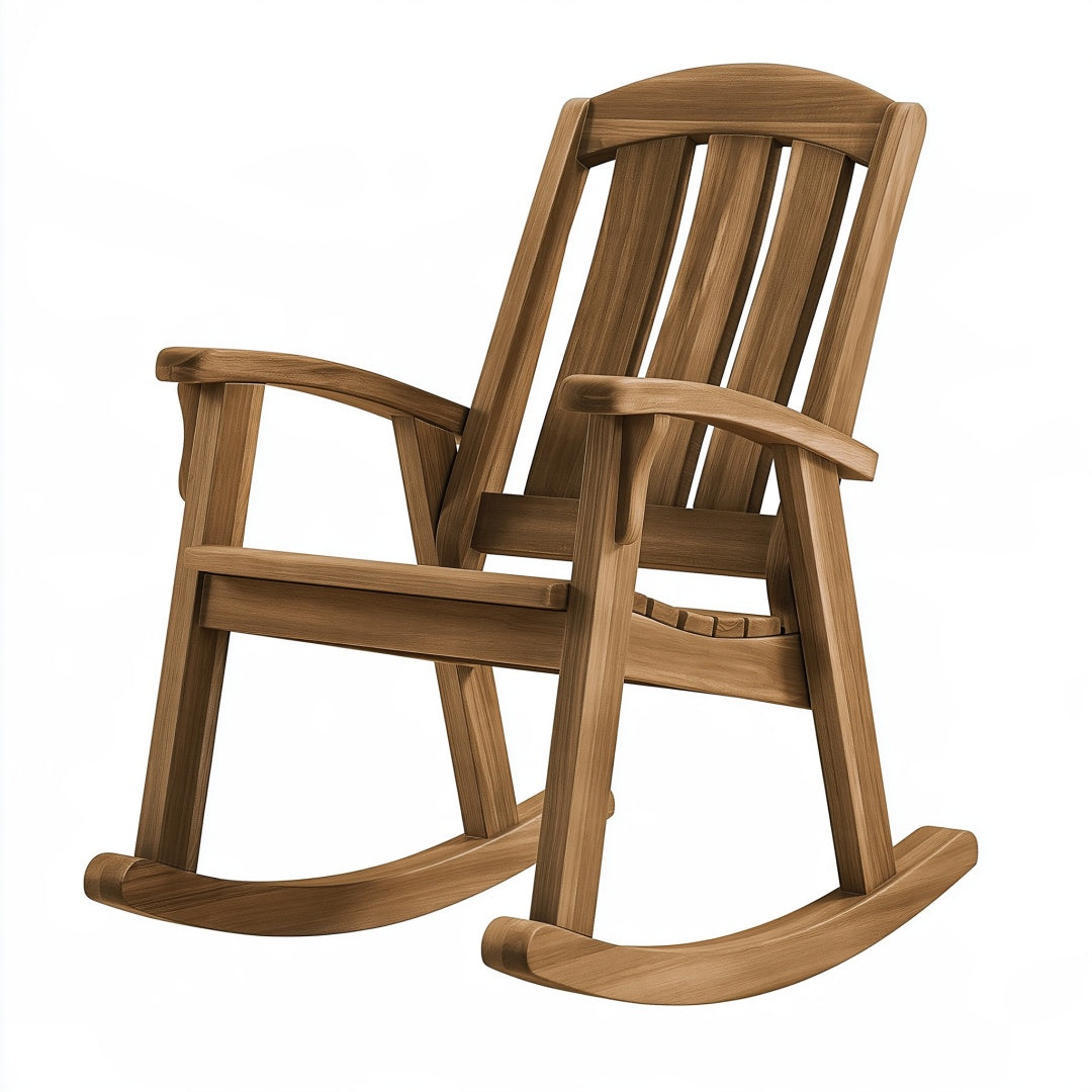 Sedia a dondolo in legno marrone con braccioli, stile classico, dimensioni 85x65x110 cm, marca Inqavron.
