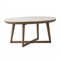 Tavolo da pranzo ovale Inqavron in legno marrone con piano color crema, stile moderno, dimensioni 180x100x75 cm.