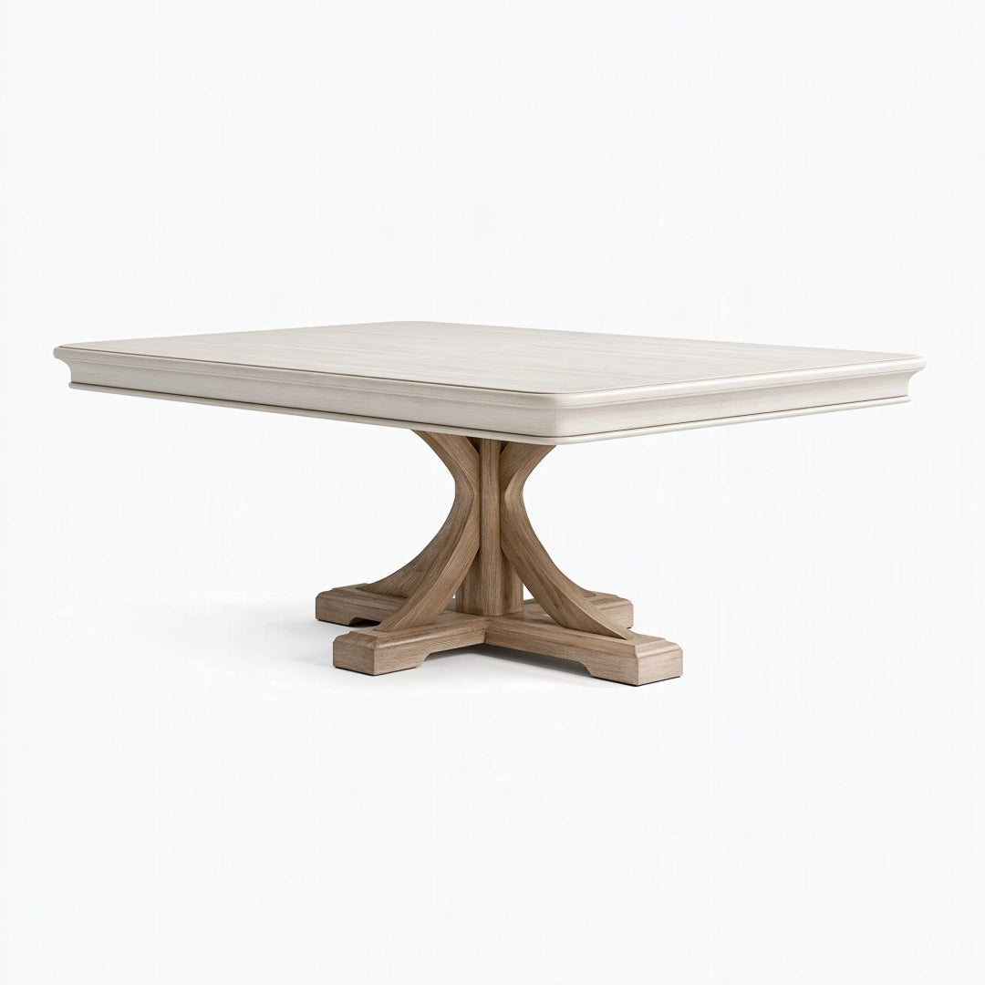 Tavolo da pranzo Inqavron in legno beige, stile classico, dimensioni 180x100x76 cm, superficie liscia e robusta.